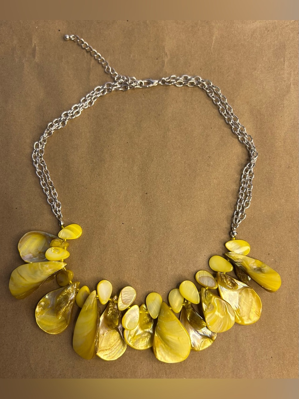 Mother of Pearl Vibrant Yellow Bib Necklace